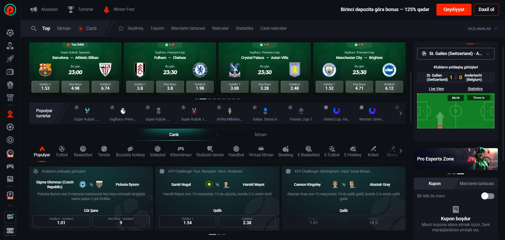 Pin-Up platformasında idman mərcləri